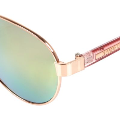 Girls rose gold tone aviator-style sunglasses